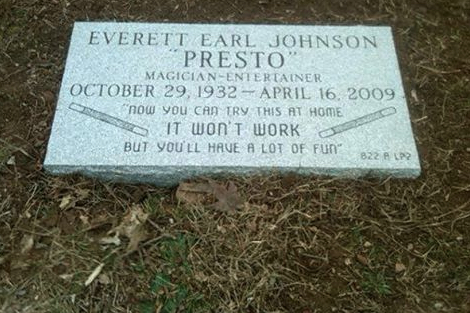 Presto, Grave Marker