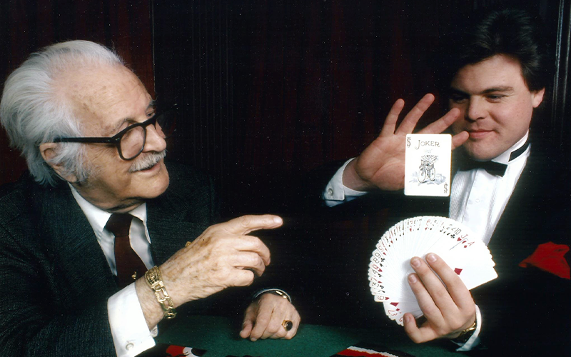 John Carney performs for his mentor Dai Vernon in March 1983