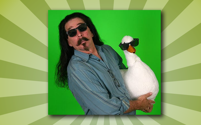 Steve Spill with his mind-reading goose. Photo via The Romhany Report.