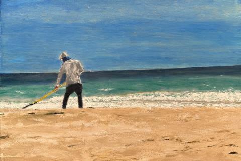 The Sweeper Harbour Island Oil Painting